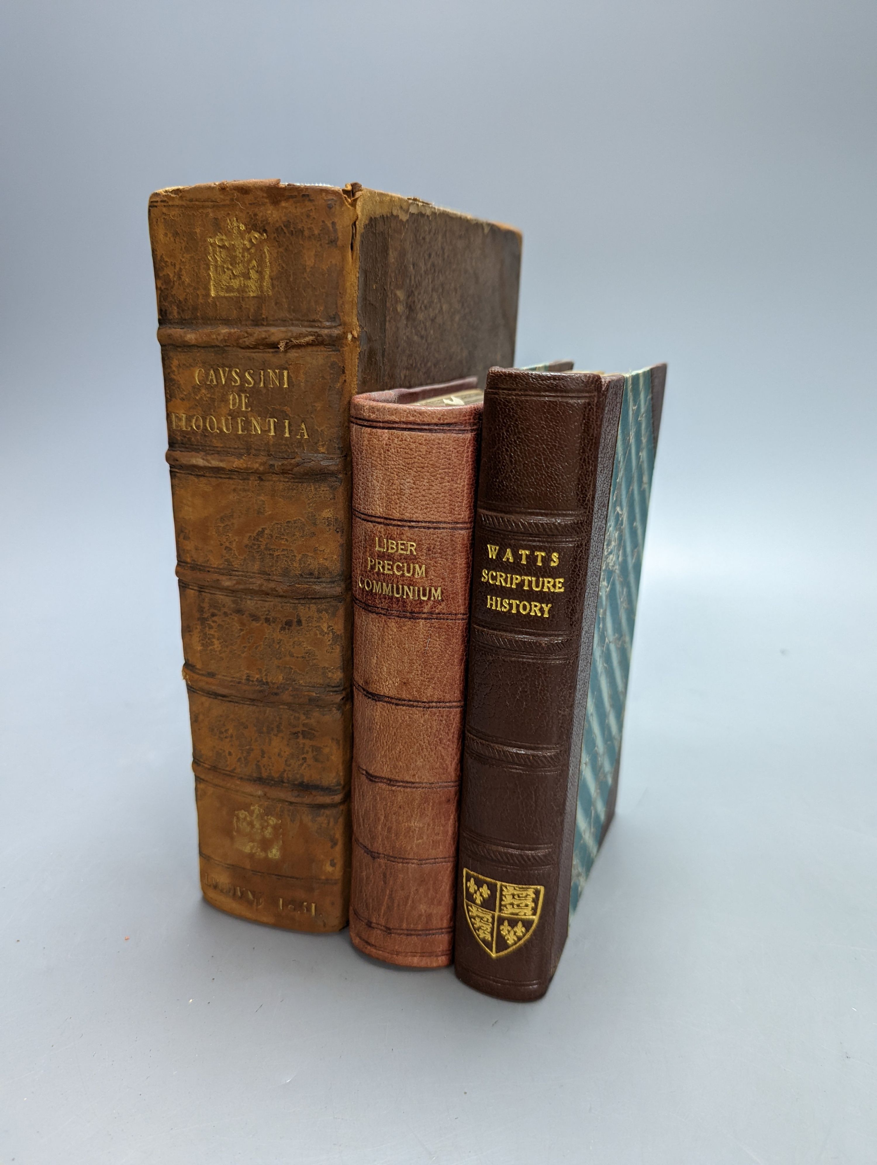 Antiquarian Books - Religious interest; various dates and bindings; including Watts's A Short View of Scripture History. 21st ed., 1804, newly rebound. half morocco and marbled boards